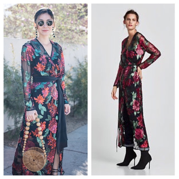 zara sequin crossover dress